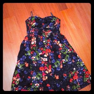 Strapless velvet flower Anthropologie dress